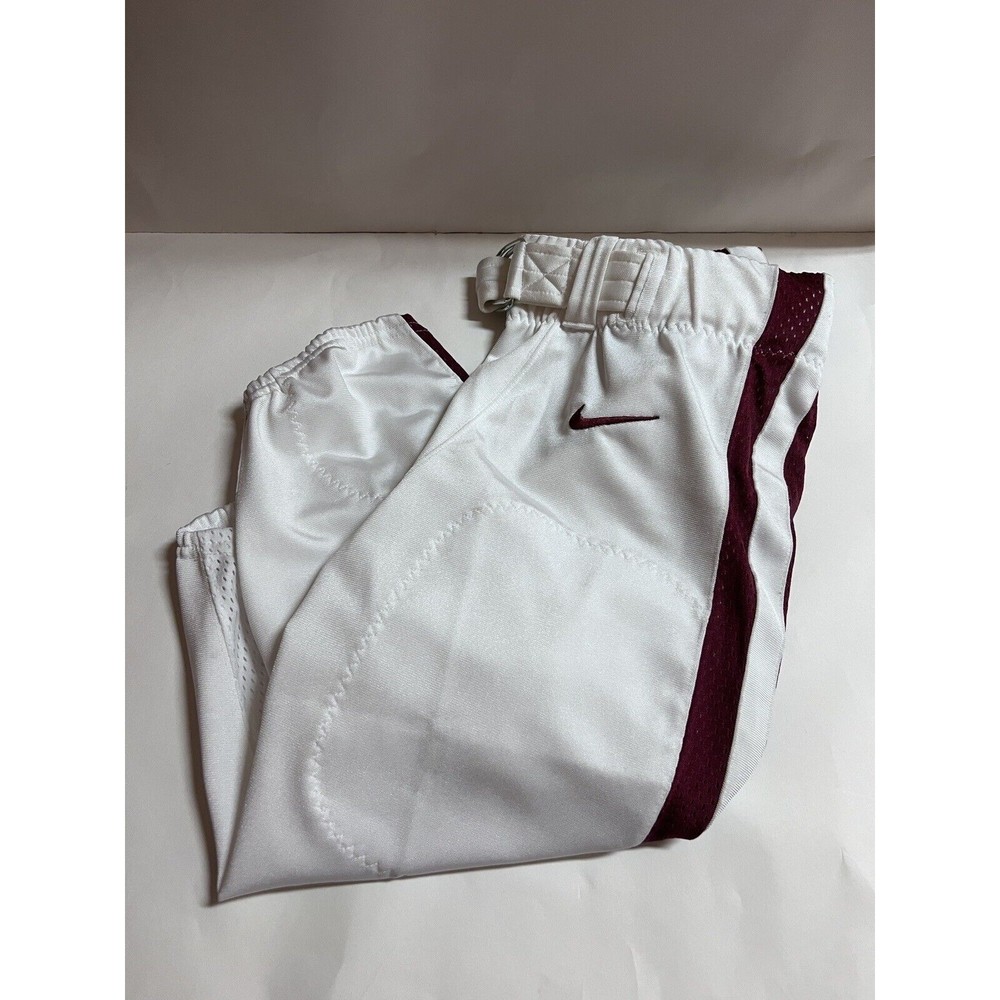 Nike Men's Team Vapor Pro Stock Football Pants White with Burgundy L